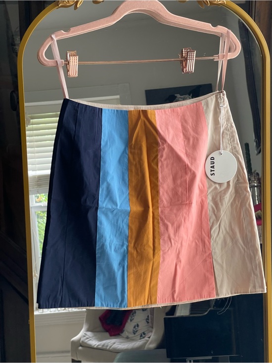 STAUD Dresses & Skirts - STAUD NWT Wells Multicolor Striped Cotton-blend Poplin Mini Skirt